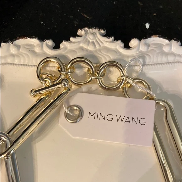 *NWT MING WANG Two Tone Short Link Collar Toggle Closure Necklace - Picture 5 of 7